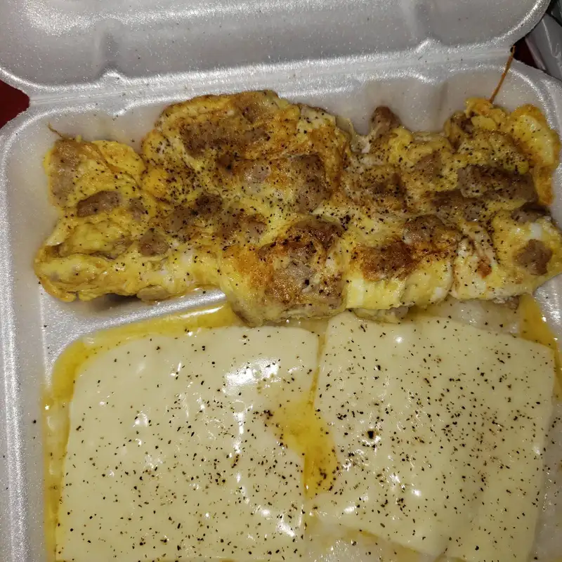 Meat Omelette with Grits