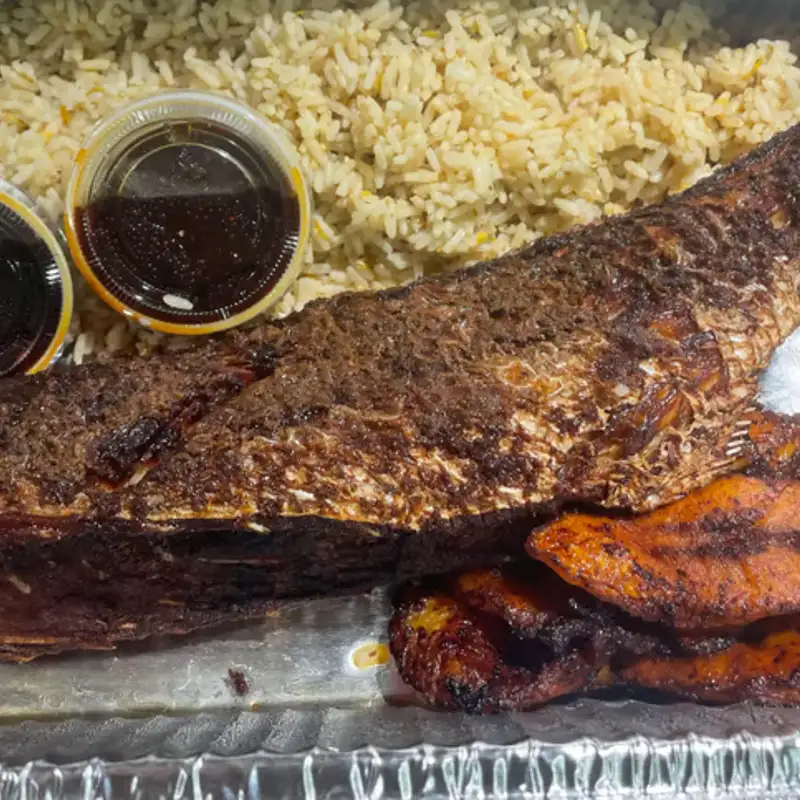Dry Rice & Fried Croaker Fish