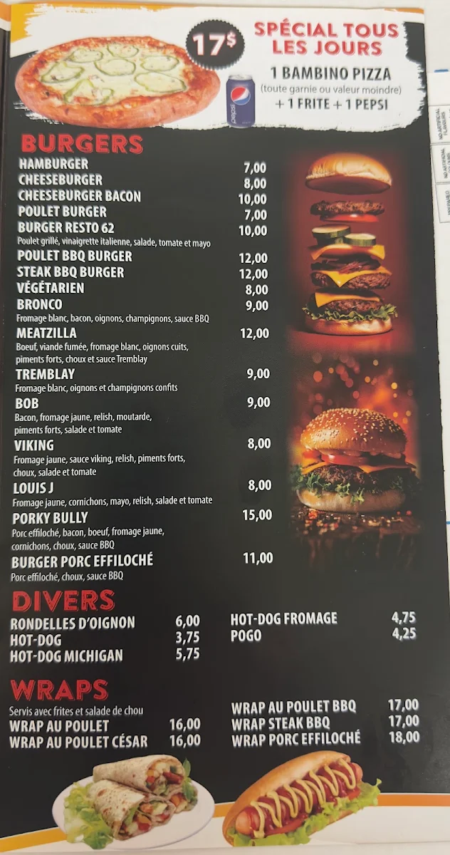 Menu, Resto 62