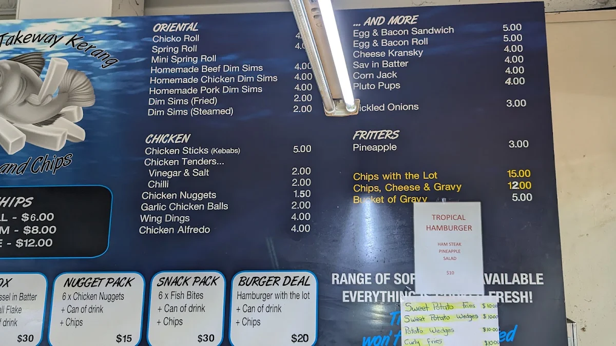 Menu, CENTRAL TAKEAWAY AND PIZZA