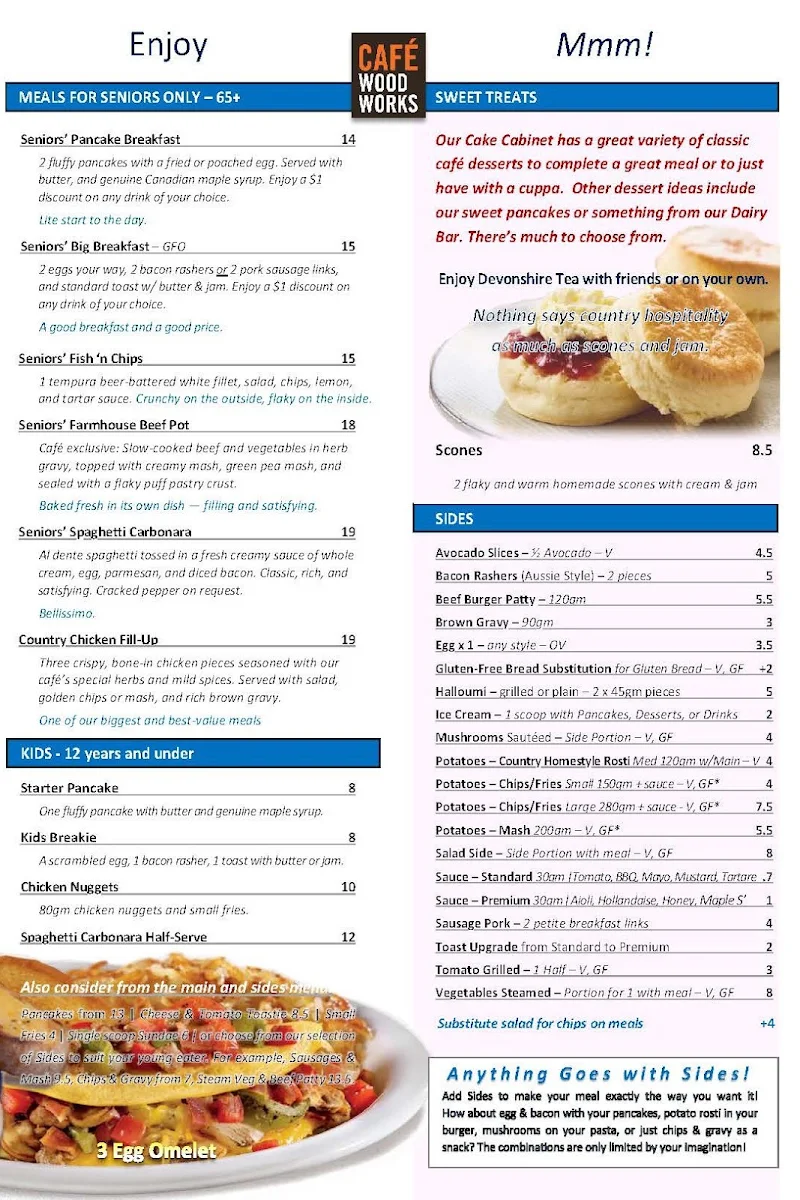 Menu, Café Woodworks