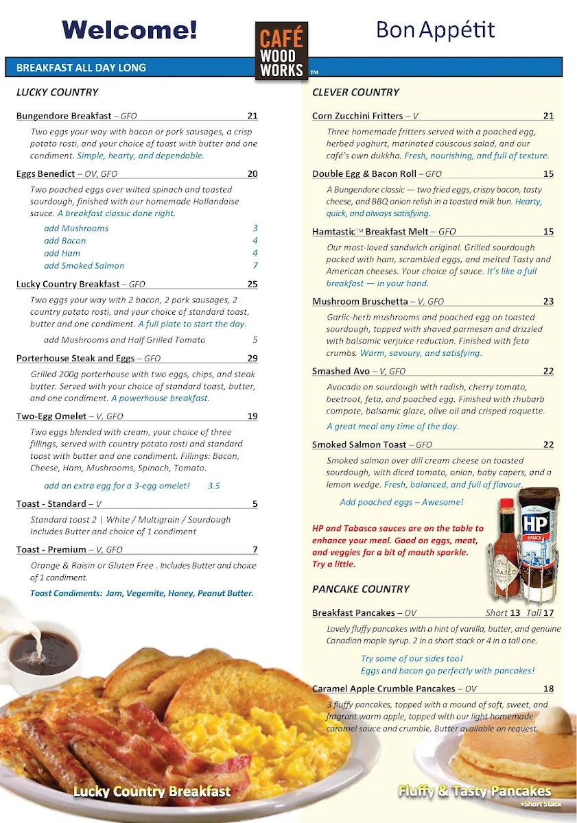 Menu, Café Woodworks