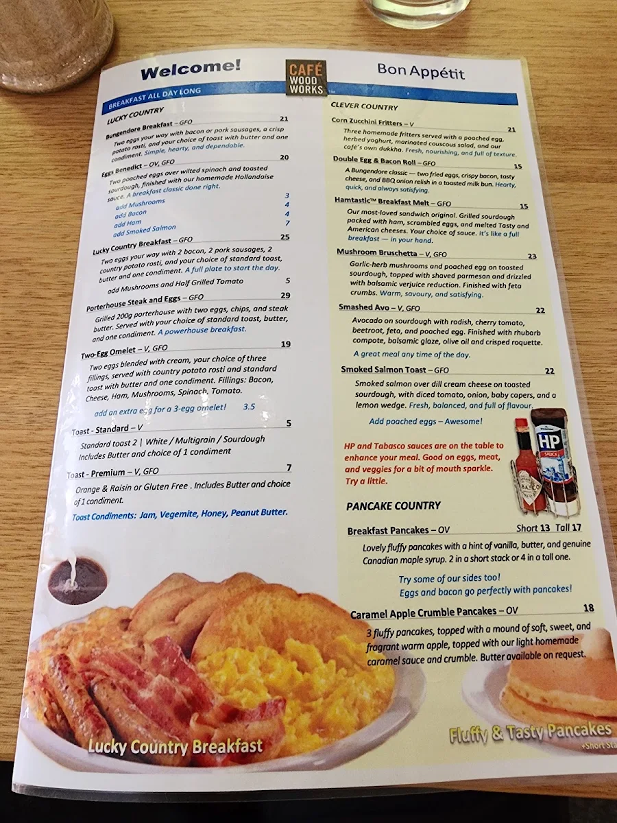Menu, Café Woodworks