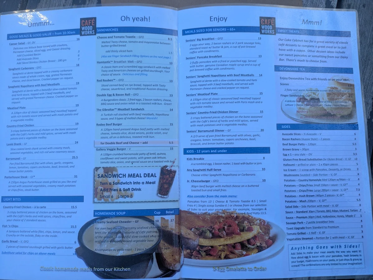 Menu, Café Woodworks