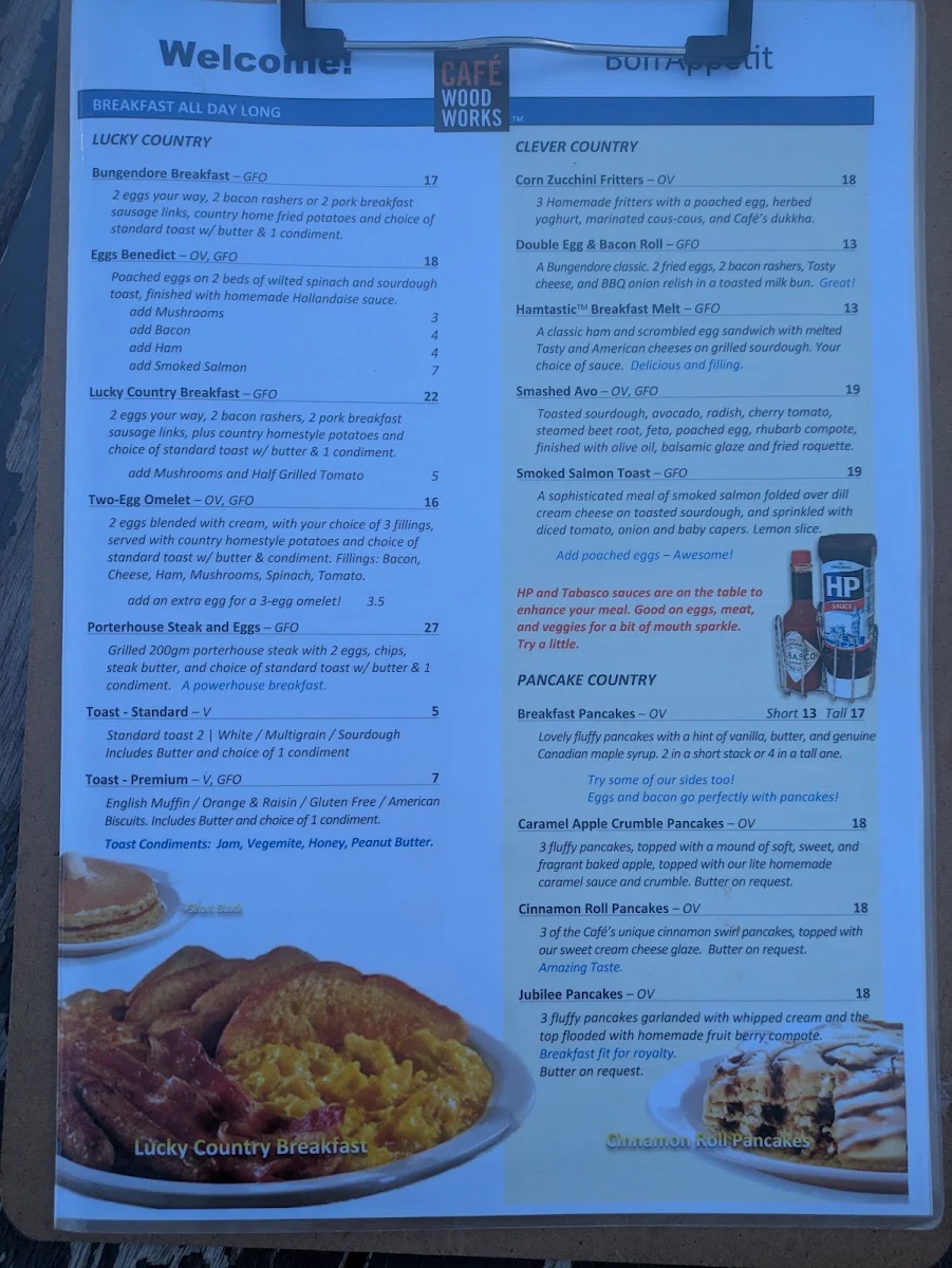 Menu, Café Woodworks