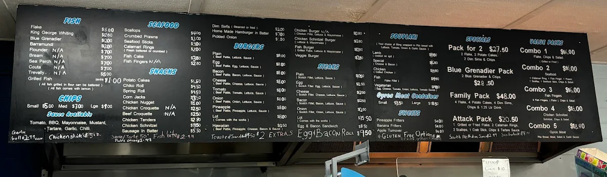 Menu, Cafe 318 / Nagambie Fish & Chippery