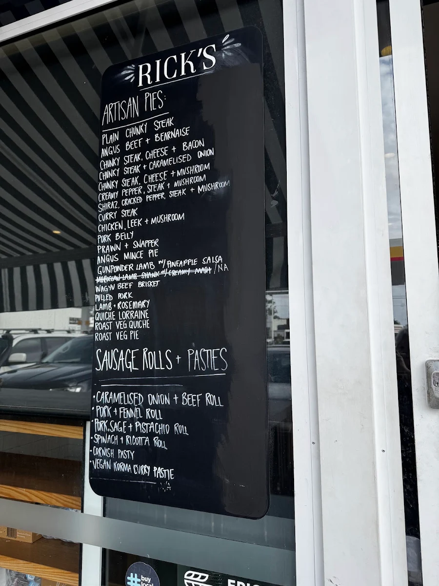 Menu, Rick’s Artisan Pies & Sourdough