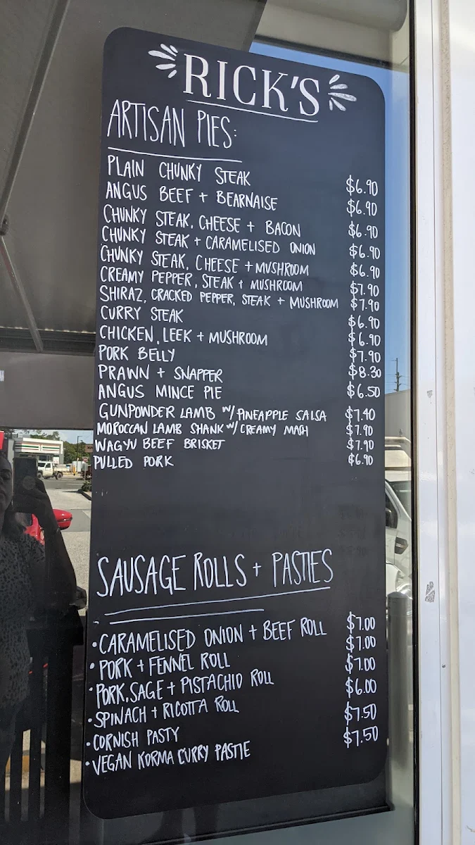 Menu, Rick’s Artisan Pies & Sourdough