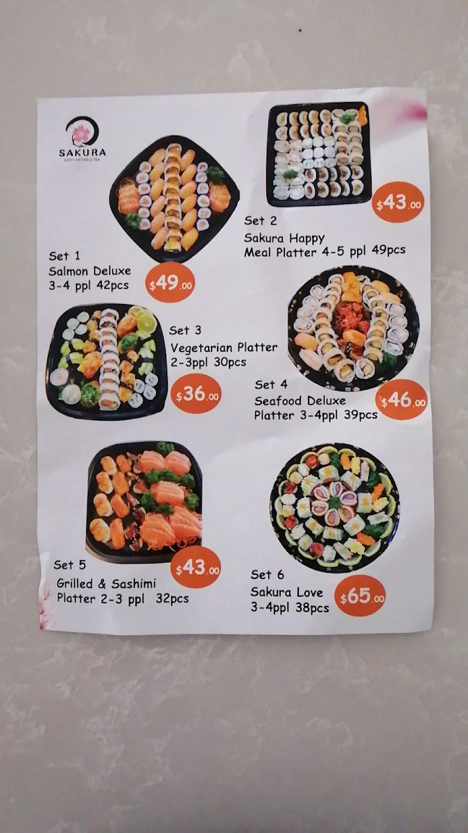 Menu, SAKURA Sushi & Bubble Tea