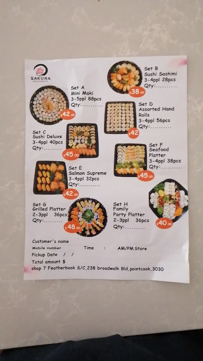 Menu, SAKURA Sushi & Bubble Tea
