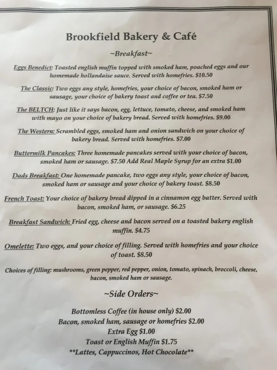 Menu, Hurricane Heidi's Cafe