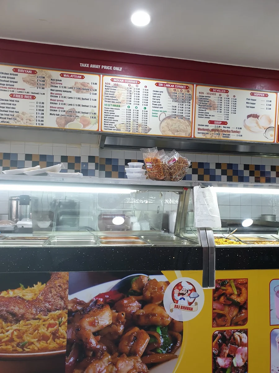 Menu, Raj Bhavan Take Away and Dine In