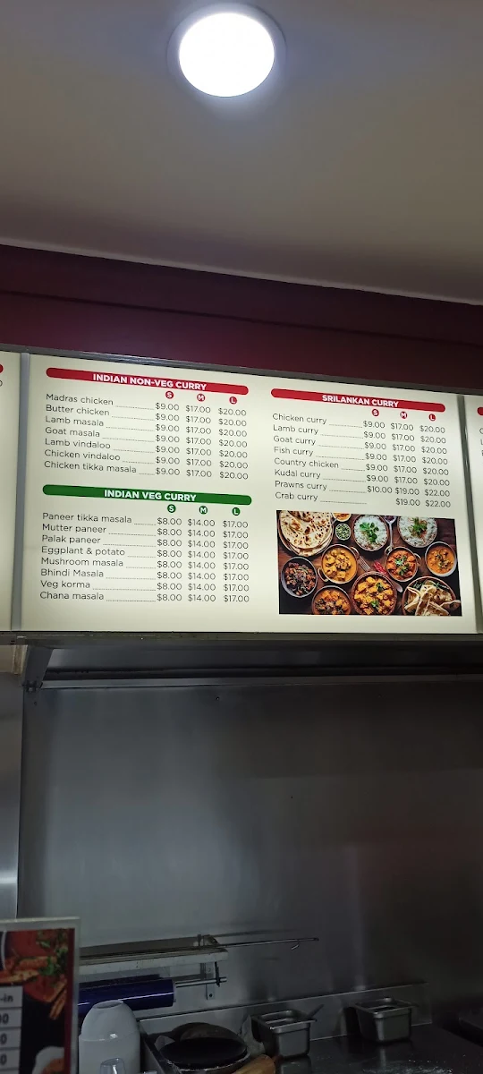 Menu, Raj Bhavan Take Away and Dine In