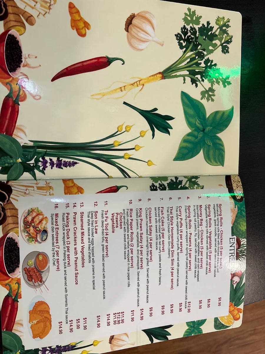 Menu, Sorrento Thai
