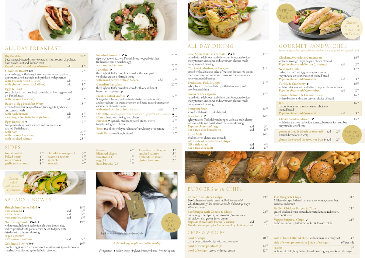 Menu, Shingle Inn The Pines