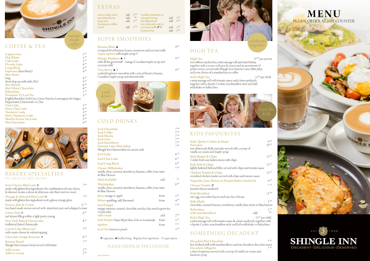 Menu, Shingle Inn The Pines