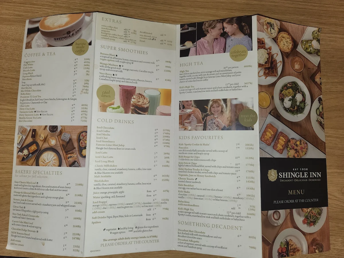 Menu, Shingle Inn The Pines