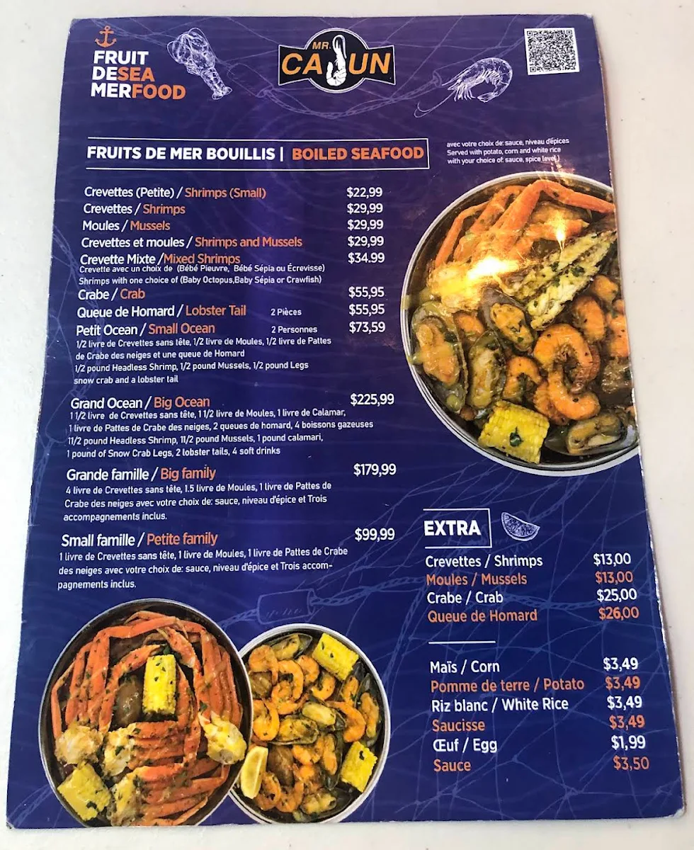Menu, MR CAJUN