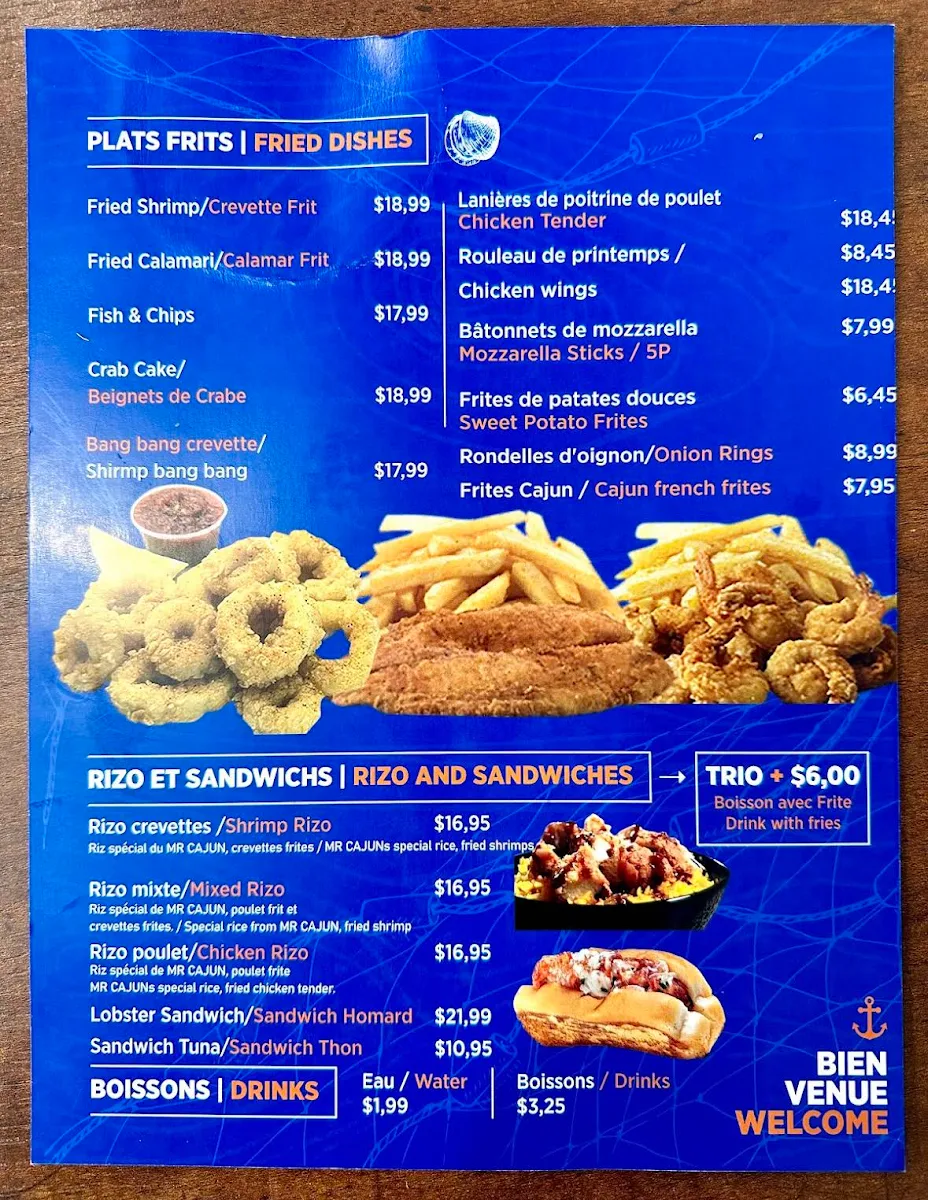 Menu, MR CAJUN