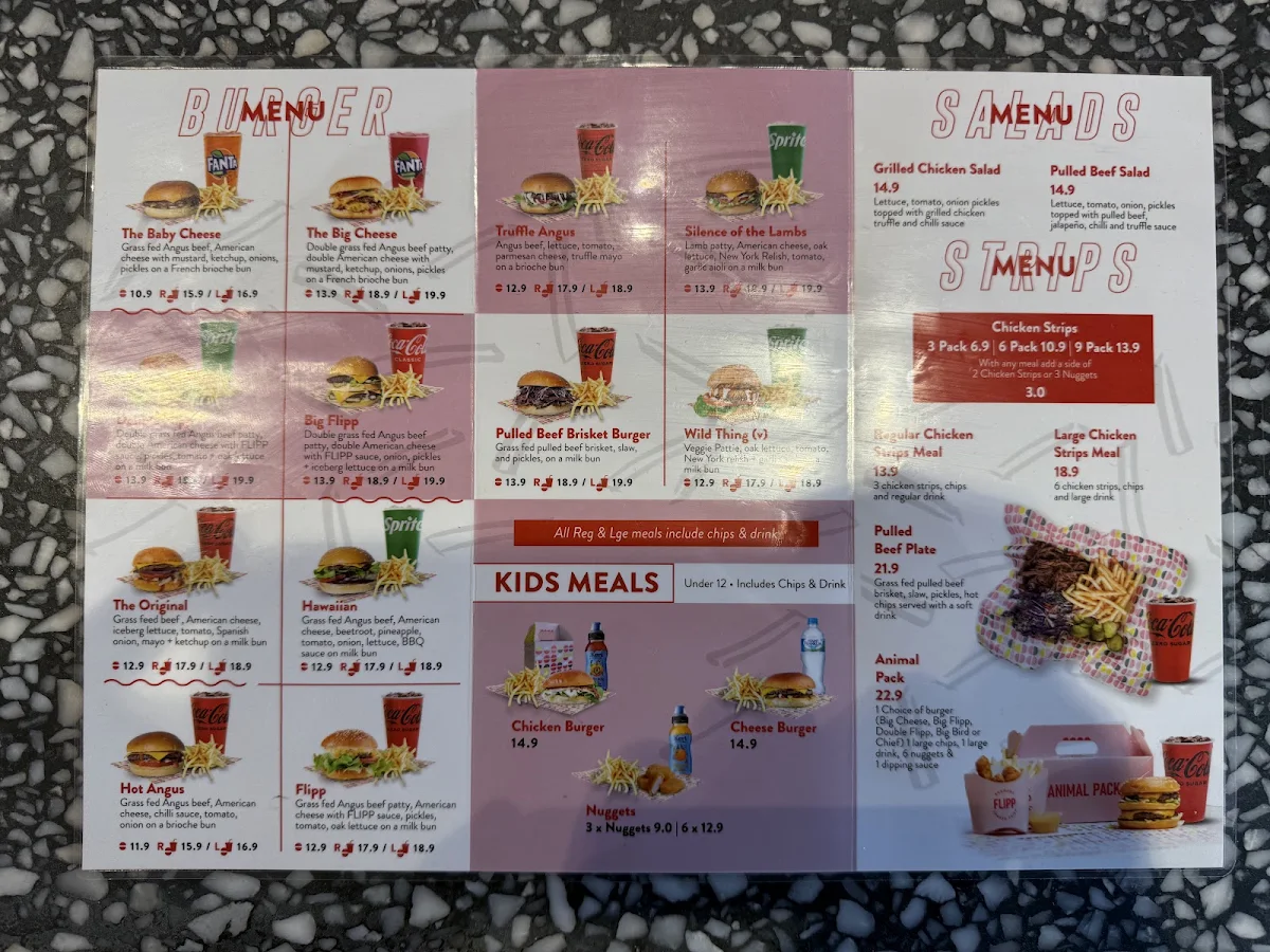 Menu, Flipp Burgers | Elara Village