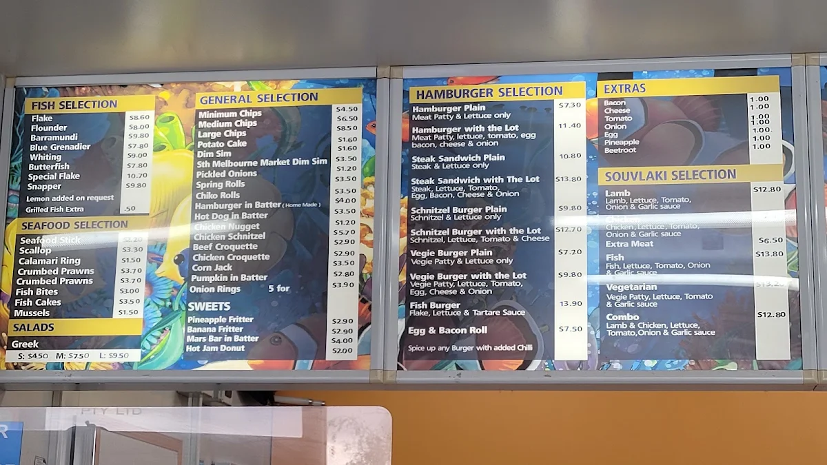 Menu, Loz's Fish & Chips