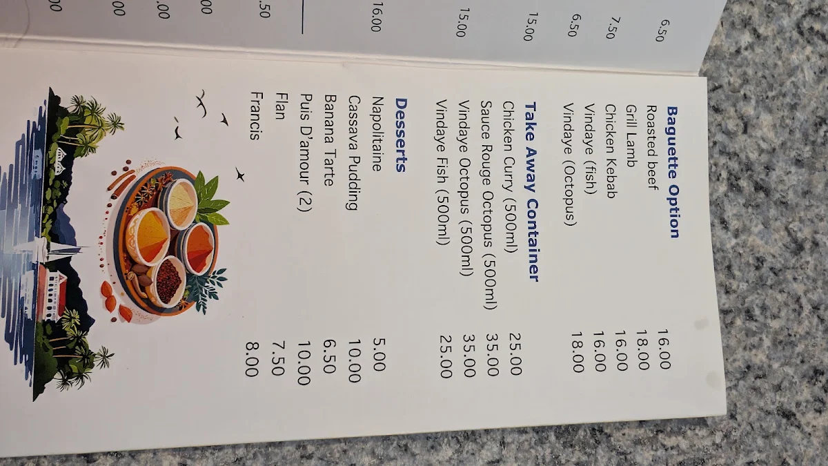 Menu, Island Vibes Cafe