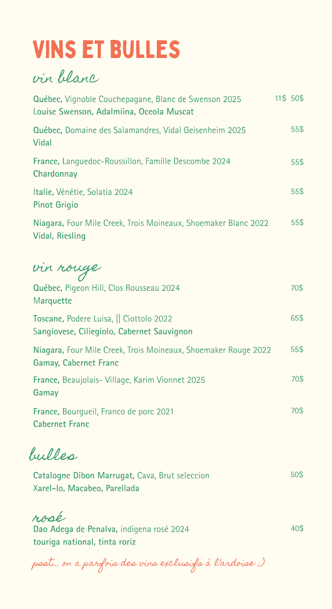 Menu, Côté Jardin | Café, restaurant de l'Auberge du Jardin | Brunch et Apéro