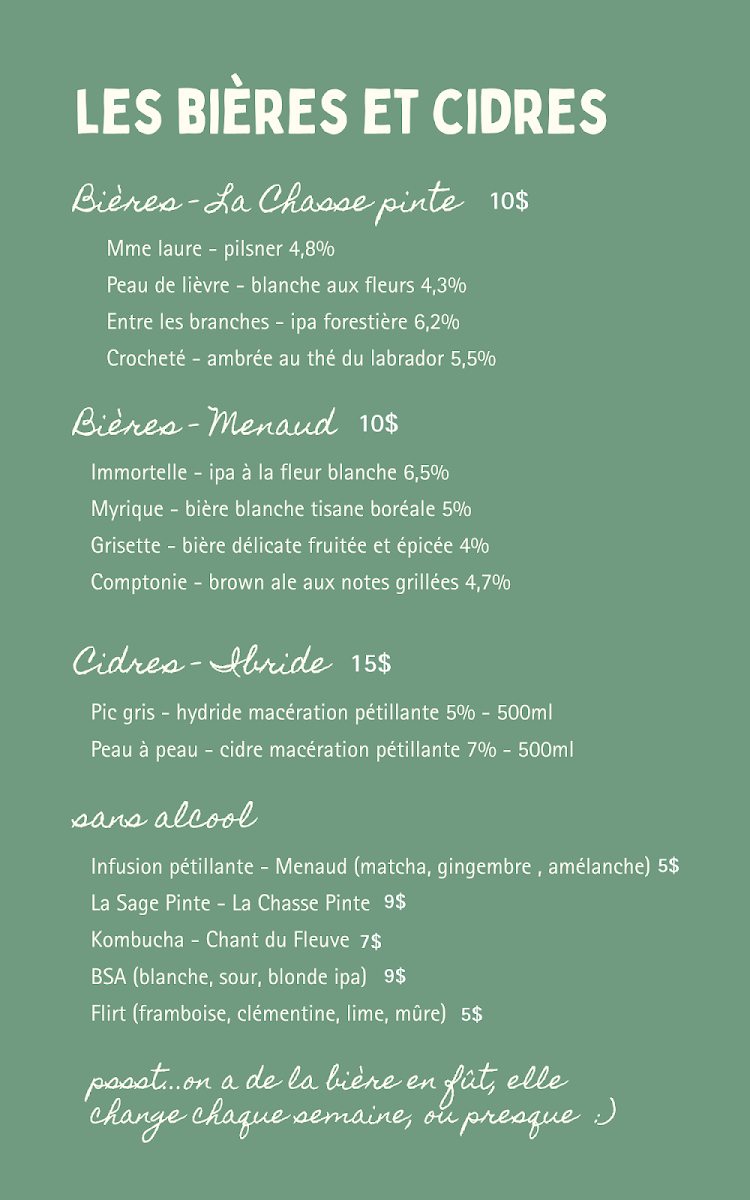 Menu, Côté Jardin | Café, restaurant de l'Auberge du Jardin | Brunch et Apéro