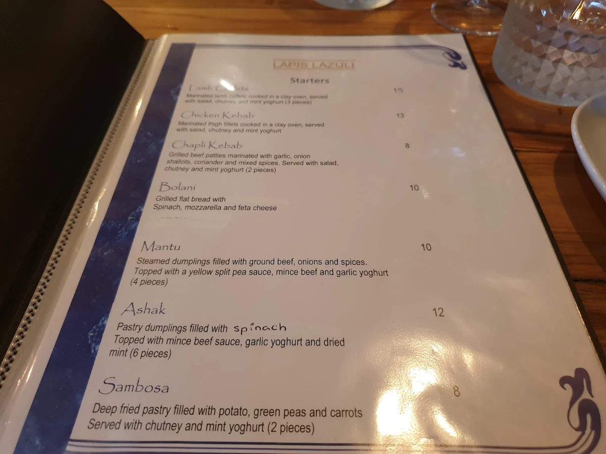 Menu, Ajmer's Indian Restaurant Balgowlah