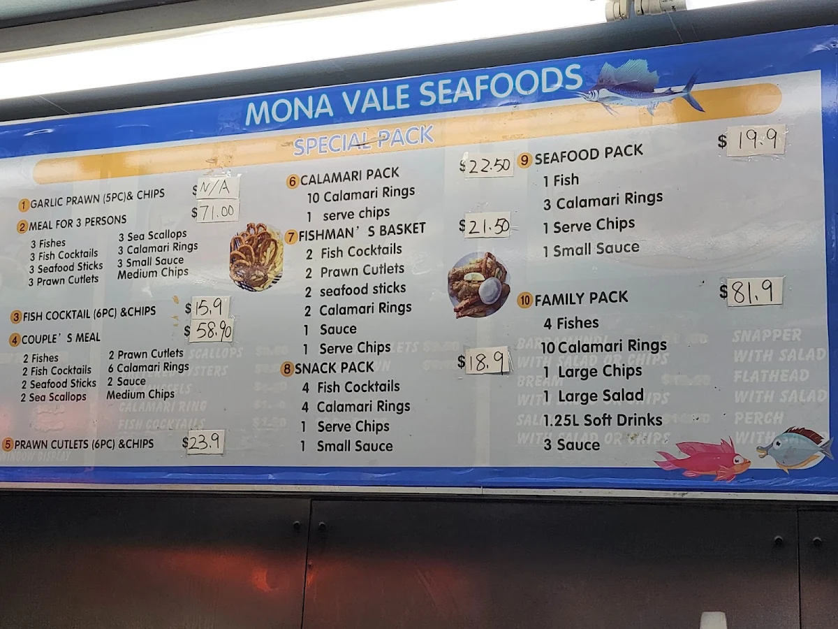 Menu, Mona Vale Seafood