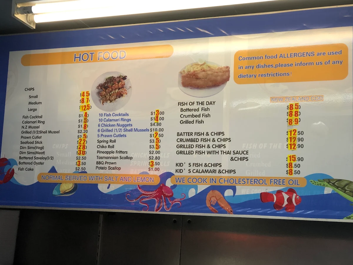 Menu, Mona Vale Seafood