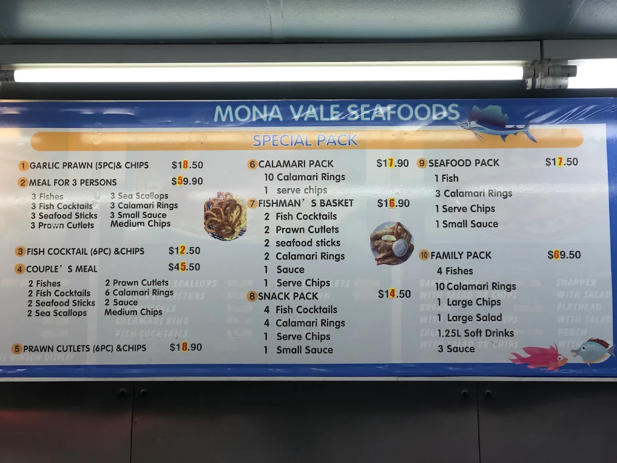 Menu, Mona Vale Seafood