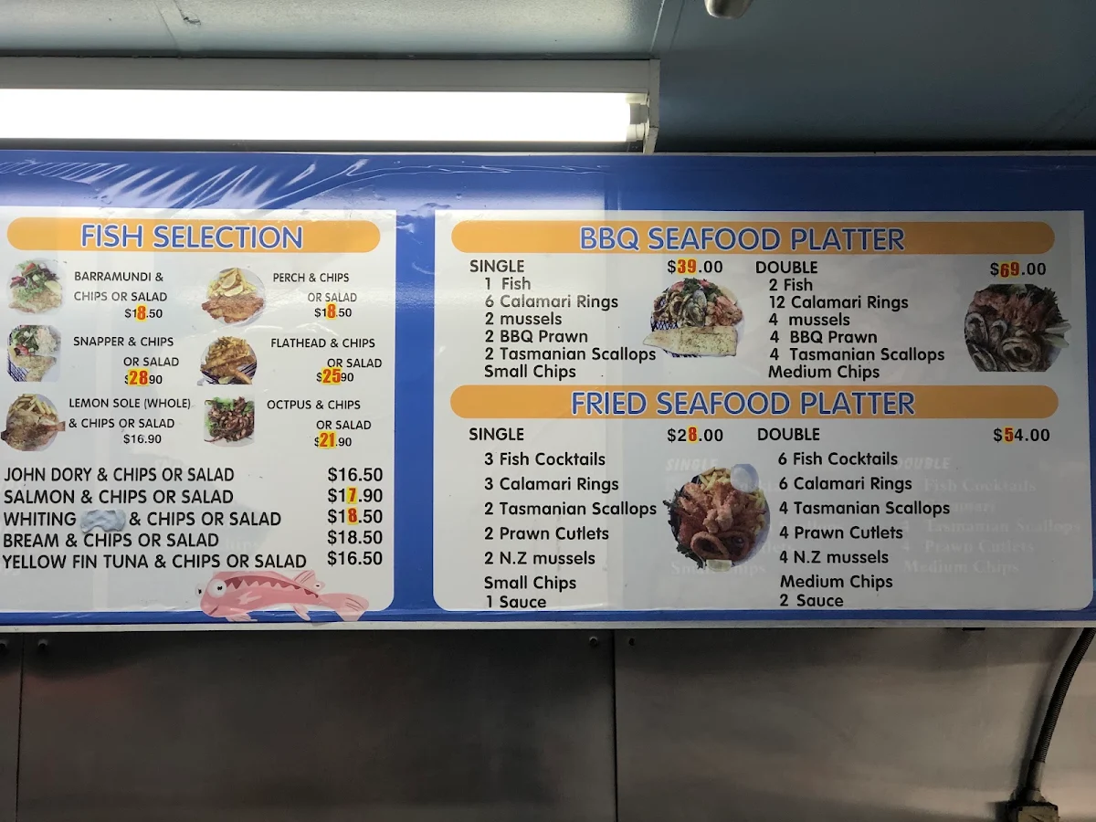 Menu, Mona Vale Seafood