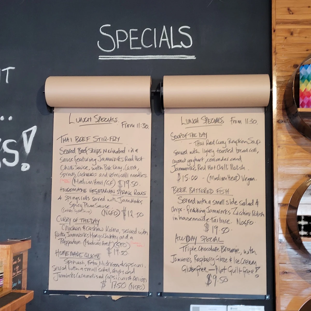 Menu, Jamworks Gourmet Foods
