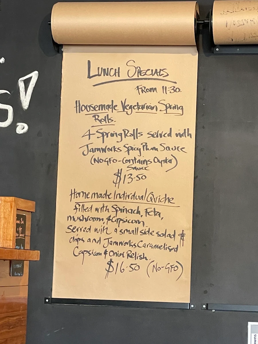 Menu, Jamworks Gourmet Foods