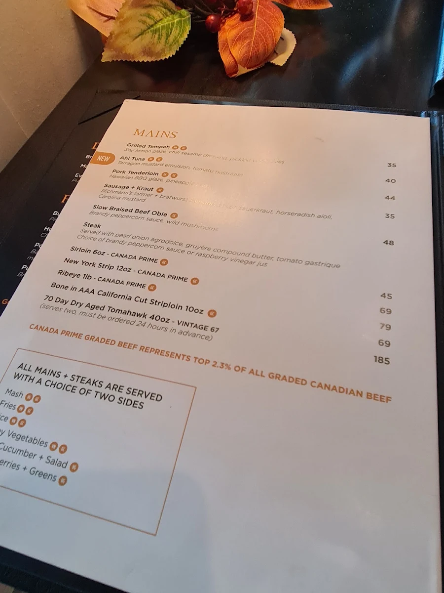 Menu, RANGE restaurant, bar + patio
