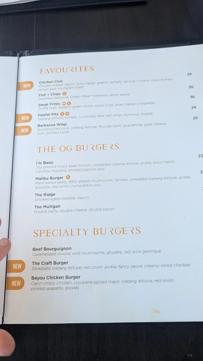 Menu, RANGE restaurant, bar + patio