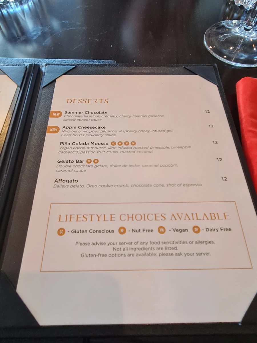 Menu, RANGE restaurant, bar + patio