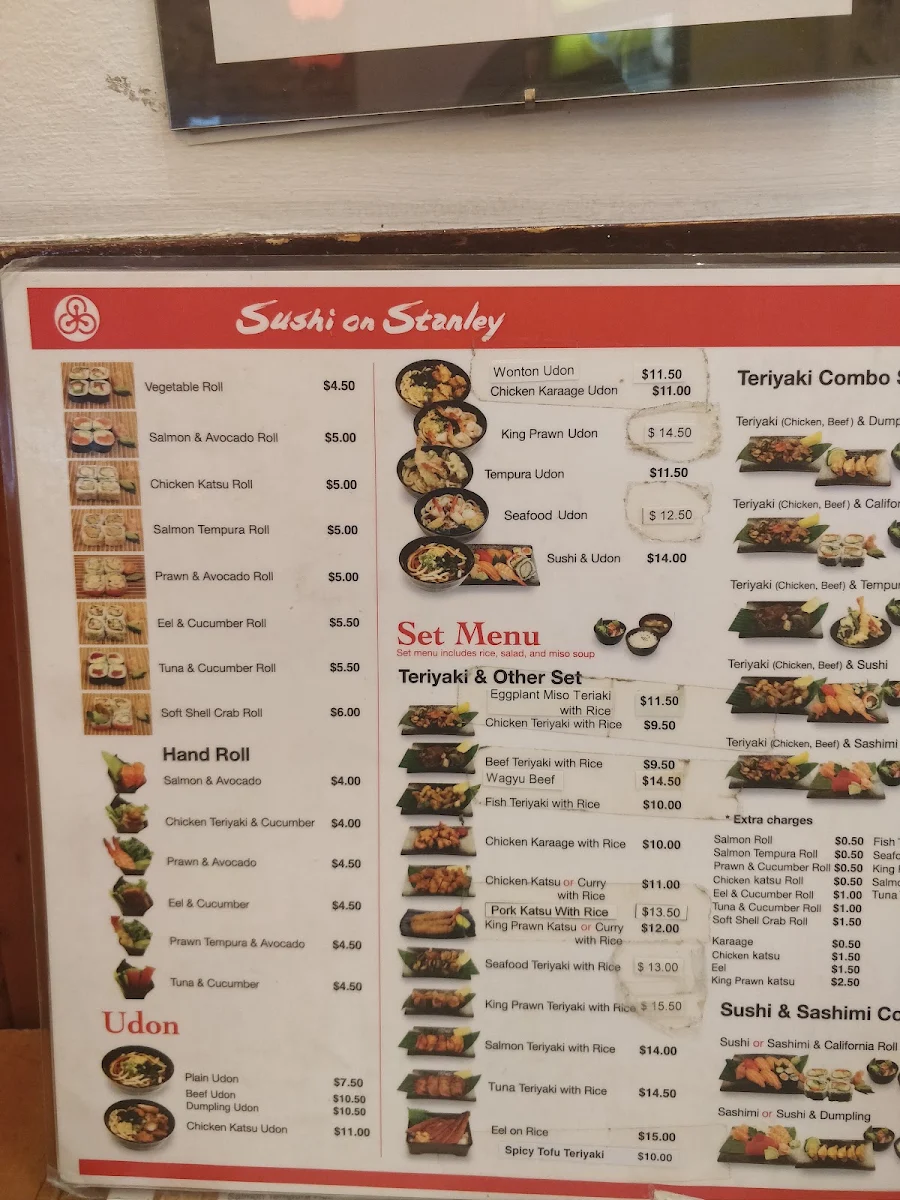Menu, Sushi on Stanley