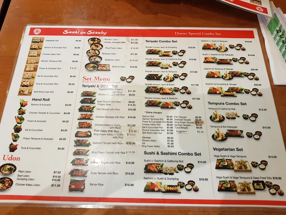 Menu, Sushi on Stanley