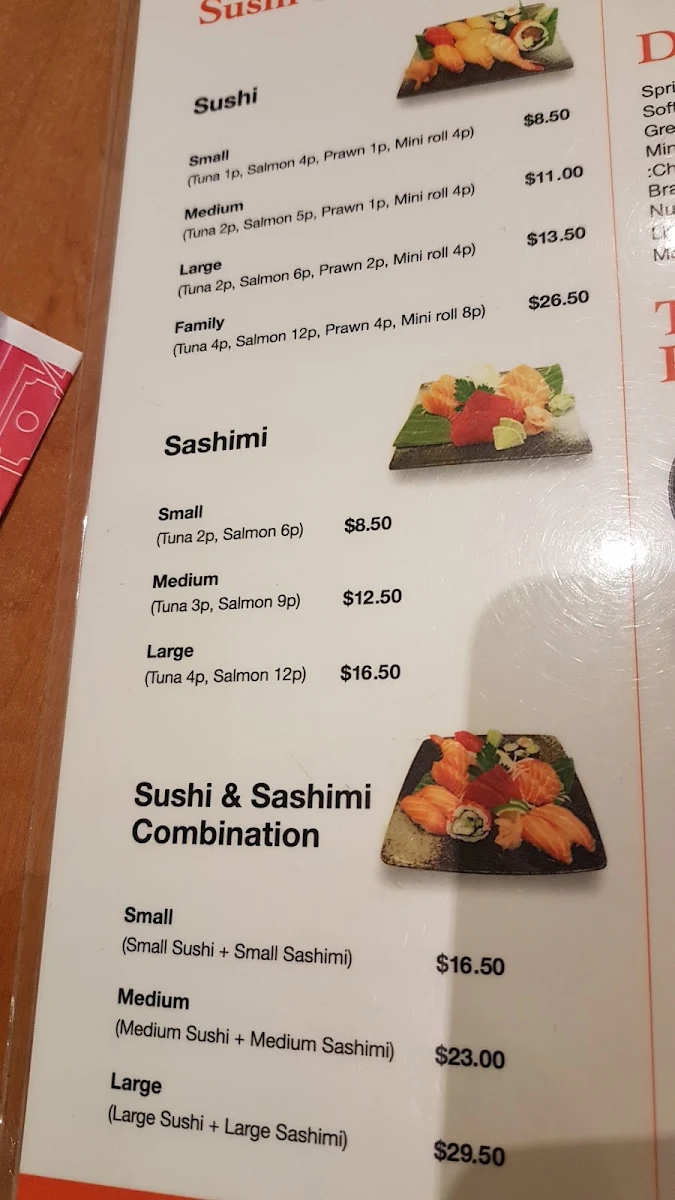 Menu, Sushi on Stanley