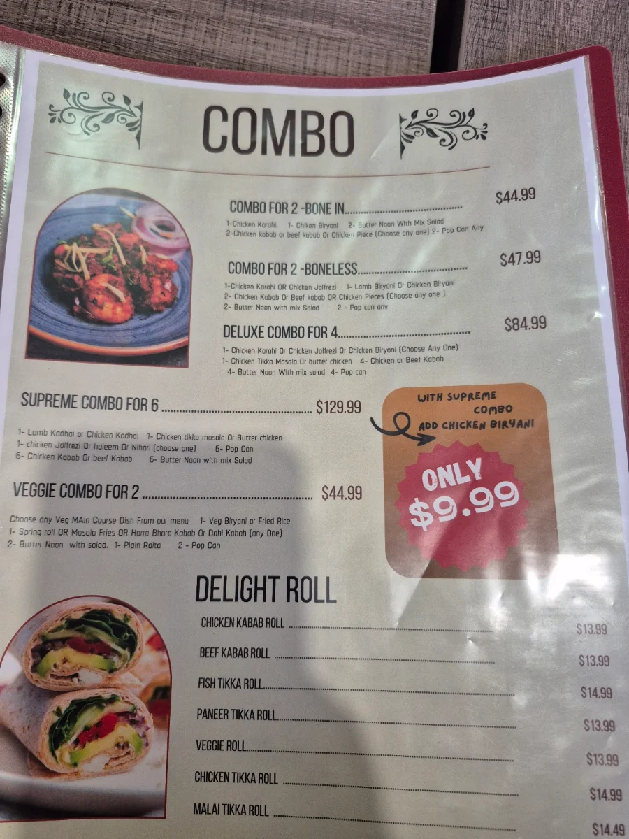 Menu, Curry Cabin