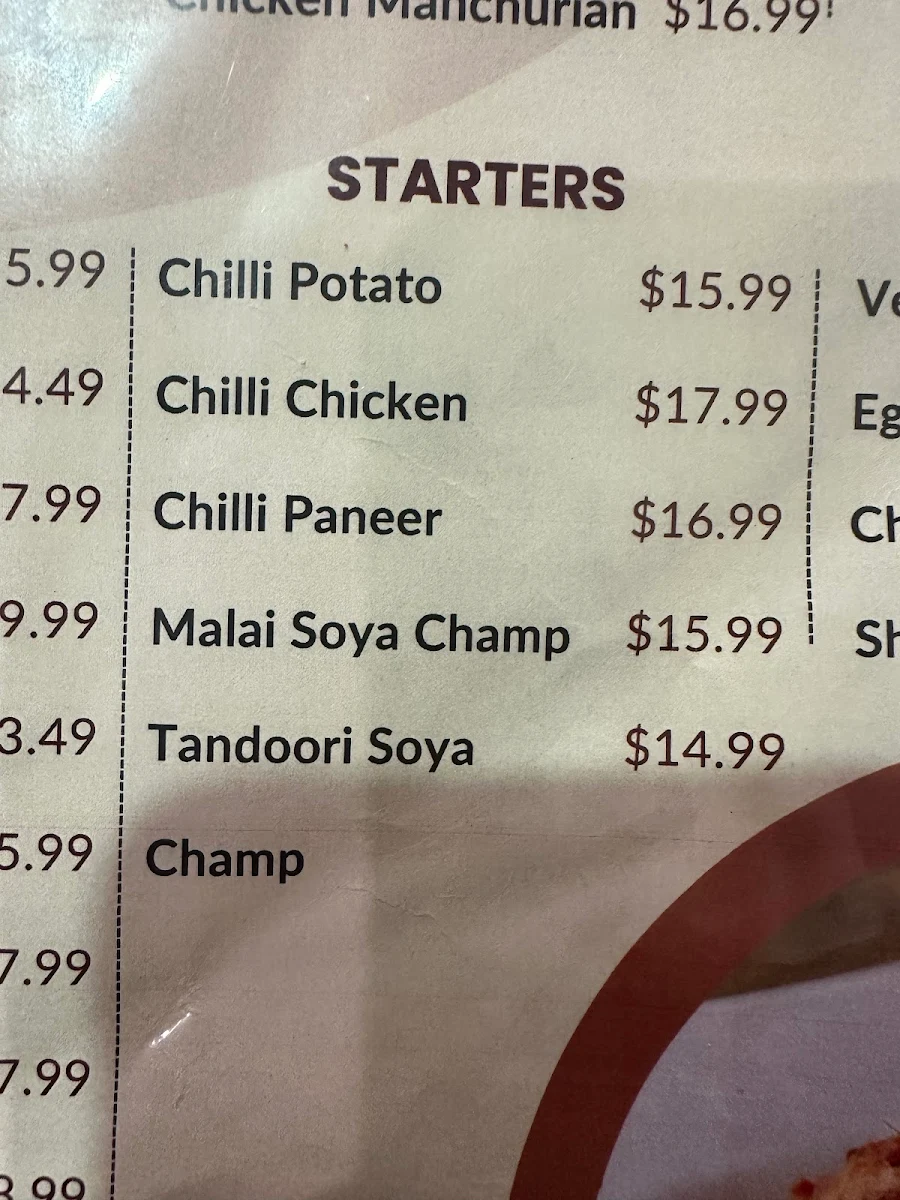 Menu, Curry Cabin
