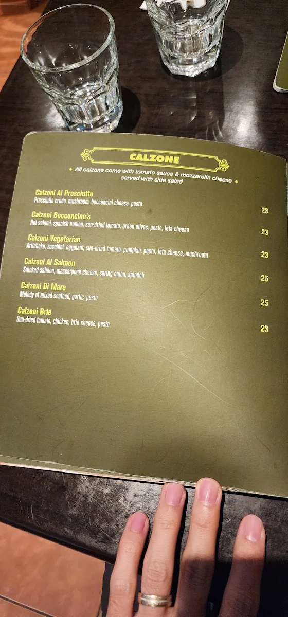 Menu, Bocconcino's Woodfired Pizzeria