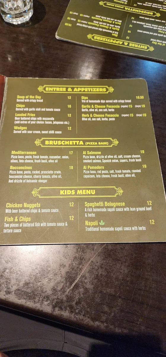 Menu, Bocconcino's Woodfired Pizzeria