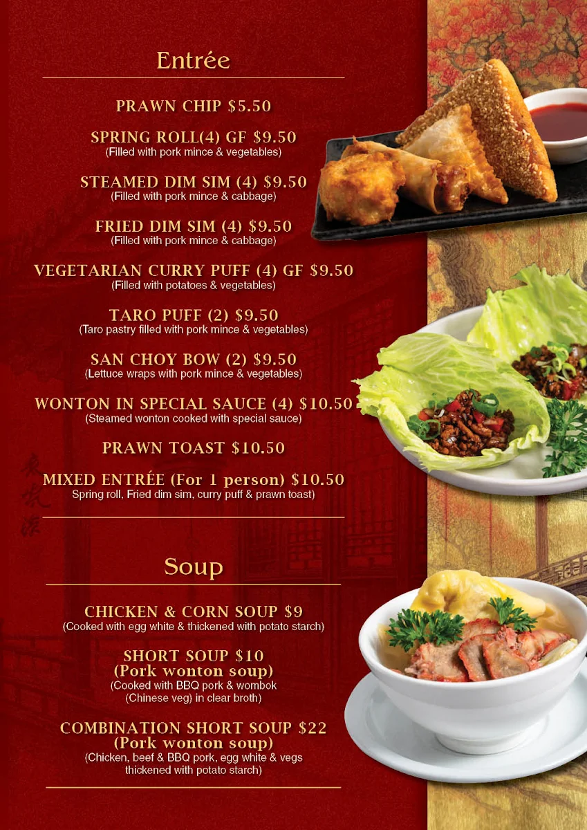 Menu, Oriental Palace Chinese Restaurant