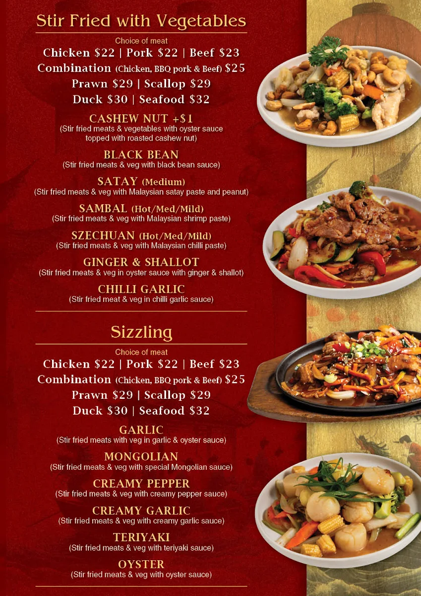 Menu, Oriental Palace Chinese Restaurant