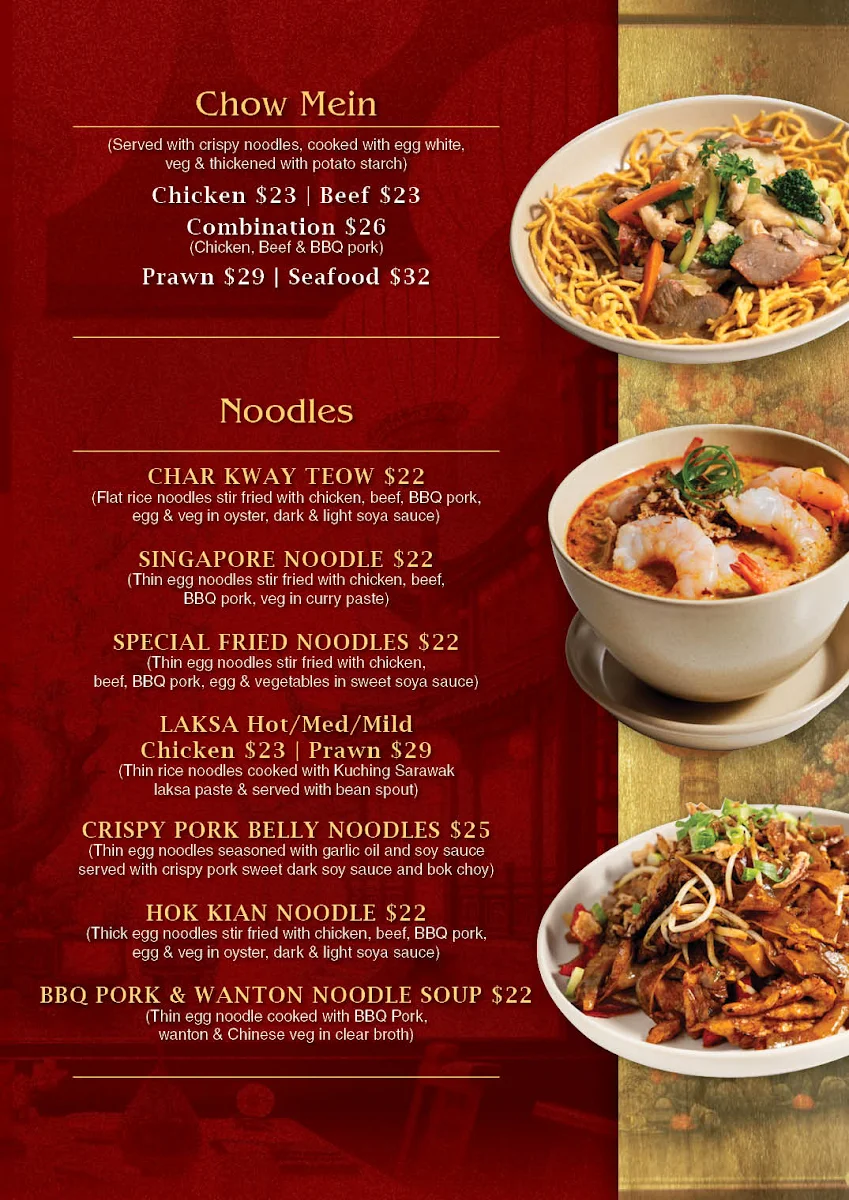 Menu, Oriental Palace Chinese Restaurant
