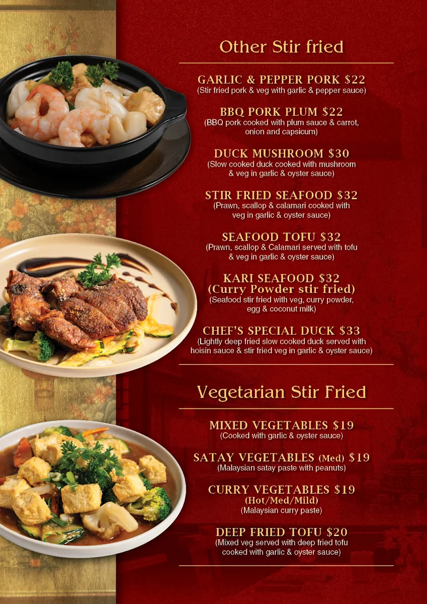 Menu, Oriental Palace Chinese Restaurant