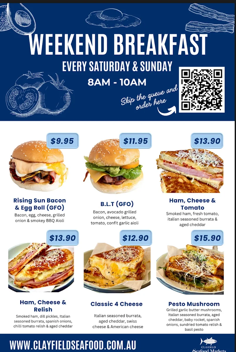 Menu, Clayfield Seafood Markets